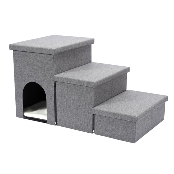 Ahsfield & Harkness 3 Step Pet Stairs, Ladder for Cats or Small Dogs, Ramp for Bed or Couch for Safe Access. Convient Folding Stair Helper with Storage. Holds up to 60 lbs.