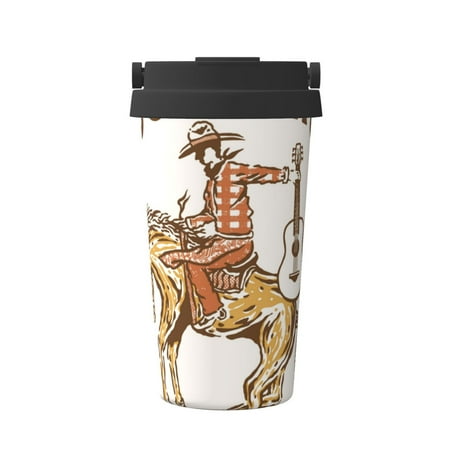 

Junzan Cowboy Rodeo Guitar for Stainless Steel Vacuum Insulated Tumbler - Reusable Insulated Cold Brew Iced Coffee Cup Thermos -Gifts for Women Men Him Her