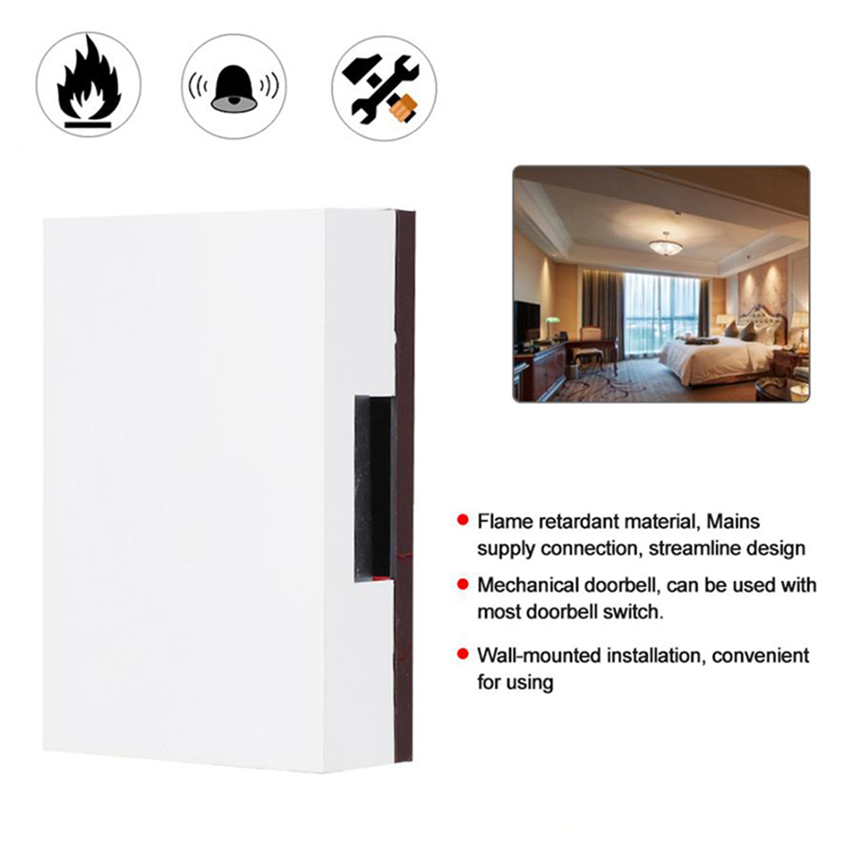 3X 220V Wired Doorbell Manual Ding  Bell Chime for Home Hotel Control System Timbre Puerta Casa Smart Doorbell