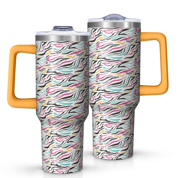 Leopard Print 40oz Tumbler– Stainless Steel Insulated Tumbler with Handle and Straw, Large Capacity Travel Cup for Hot & Cold Drinks