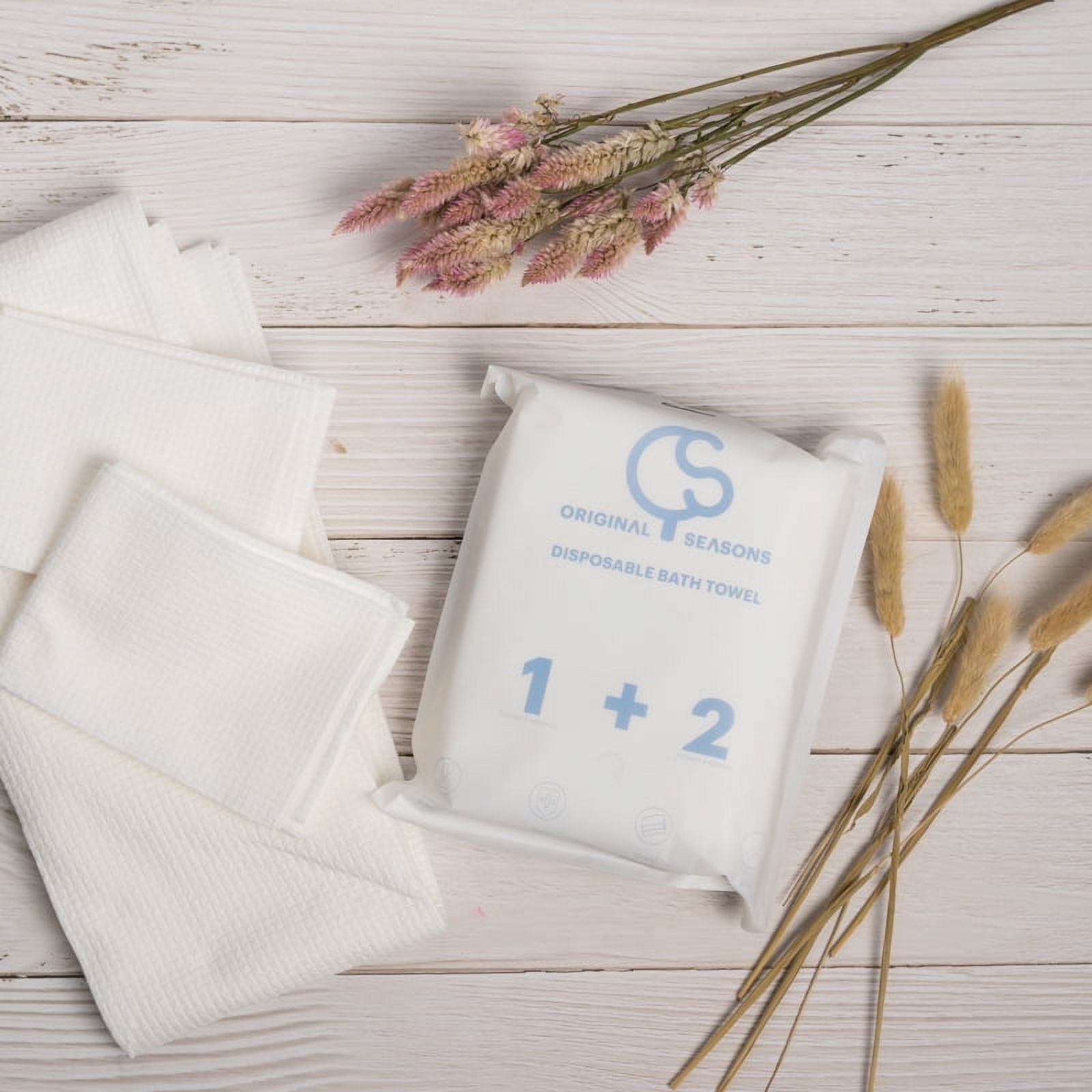 OS Disposable Bath Towel Set - Portable Cotton Bathroom Towel Set - Bath Towel for Travel, Camping, Home & Salon - Face Towel for Removing Makeup - Bathroom Set for Sensitive & Dry Skin - 2 Pack