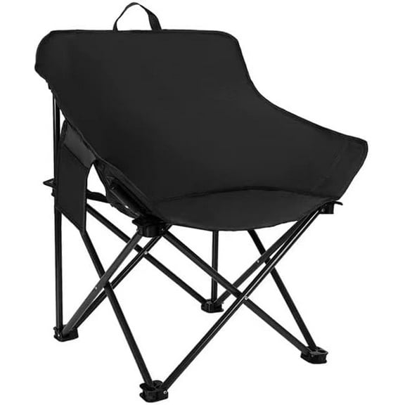 Folding Camping Chair, Portable Outdoor Backpacking Chair for Fishing, Hiking, Picnic, Camping, Beach, Lawn, Concert, Ultralight Compact Camping Chair with Carry Bag, 23"D x 14.2"W x 14.2"H (Black)