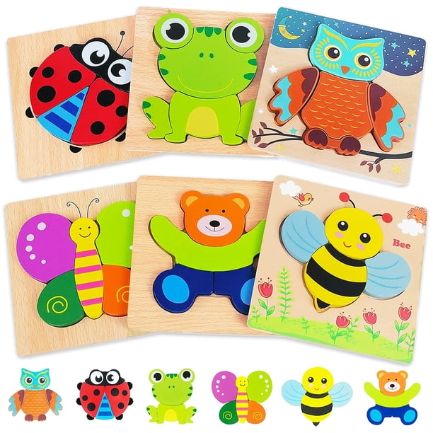Bekayshad Rompecabezas de madera Juguetes para niños pequeños Regalos para niños de 1 2 3 años Niñas Rompecabezas de animales Juguetes Montessori Aprendizaje Educativo Regalos de cumpleaños de Navidad