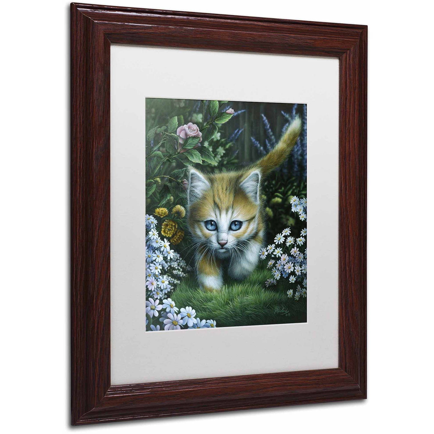 Trademark Fine Art 'Buttercup 2' Canvas Art by Jenny Newland, White Matte, Wood Frame
