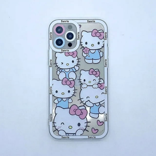 Sanrio Hello Kitty Transparent Phone Case For IPhone 14 15 13 12 11 Pro Max Mini XR XS 7 8 6 6S Plus Cute Soft Protective Cover LXY