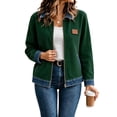 thumbnail image 5 of Edvintorg Women's Coats Color Block Long Sleeve Lightweight Jacket Fall Collared Zip up Outerwear with Pocket Plus Size Trendy Womens Clothes Army Green S-3XL, 5 of 6
