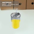 thumbnail image 5 of Grey Glass Iced Coffee Tumbler with Lid Straw for Drinking Use Flat Bottom Design 7.5oz, 5 of 6