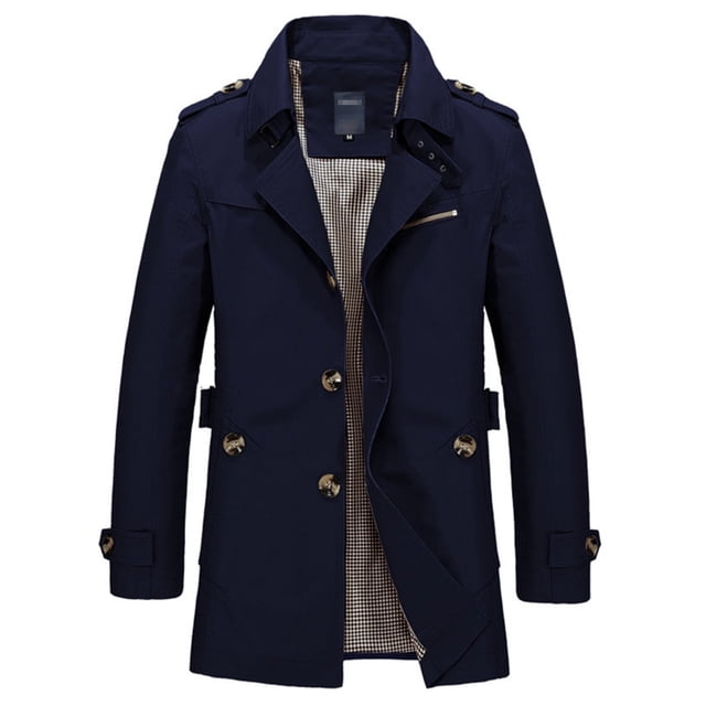 Gabardina clásica para hombre, abrigo de lana de negocios de doble botonadura y longitud media, impermeable, cálido, largo, cortavientos, para invierno
