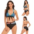 thumbnail image 2 of Greeniant 2 uds. De ropa de baño para mujer, bañador Sexy con realce y relleno, bañador estampado a rayas para mujer, conjunto de sujetadores y Traje de baño azul XXL Greeniant OD001322-10, 2 of 5
