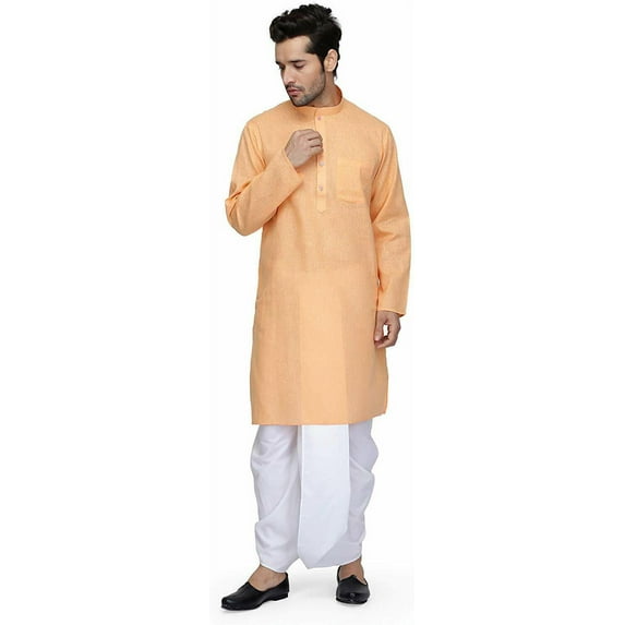 Mens Desginer Wear Bollywood Style Indian South Indian Cotton Dhoti Kurta Set