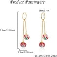 thumbnail image 6 of Red Green Pom Pom Ball Drop Dangle Earrings for Women Gold-Toned Christmas Double Round Statement Tassel Chain Dangling Hoop Earring Fashion Lightweight Funny Xmas Festival Huggie Hoops Jewelry, 6 of 6