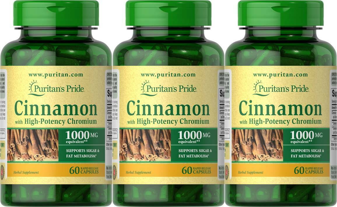 Puritan's Pride Cinnamon Complex with High Potency Chromium 1000mg 60