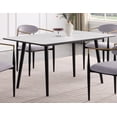 thumbnail image 3 of Modern 5pc Dining Set White Sintered Stone Table and 4 Chairs Grey Fabric Uphlostered Luxury Dining Furniture, 3 of 7