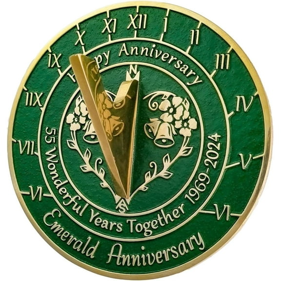 55th Anniversary Sundial Golden Wedding Memorial Gift for Love Ones 8 inches Home and Garden Decor
