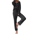 thumbnail image 1 of Timegard Lounge Sets for Women Long Sleeve Button Tops Straight Leg Pants Fall Solid Color Comfy Outfits, 1 of 7