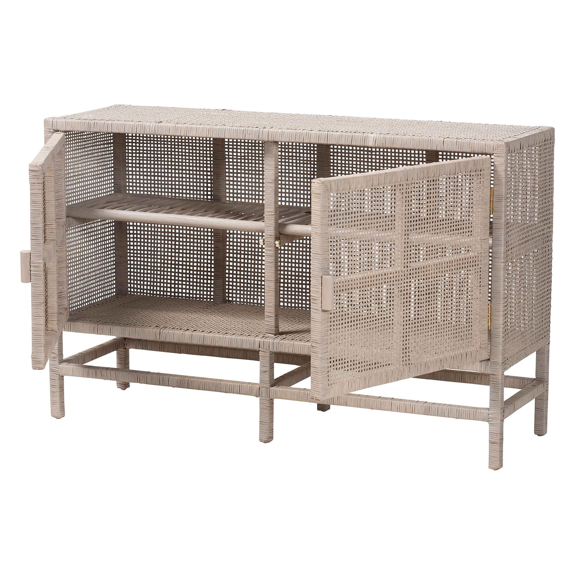bali & pari Vivan Boho Storage Cabinet, 2-Tier, Horizontal, French Grey