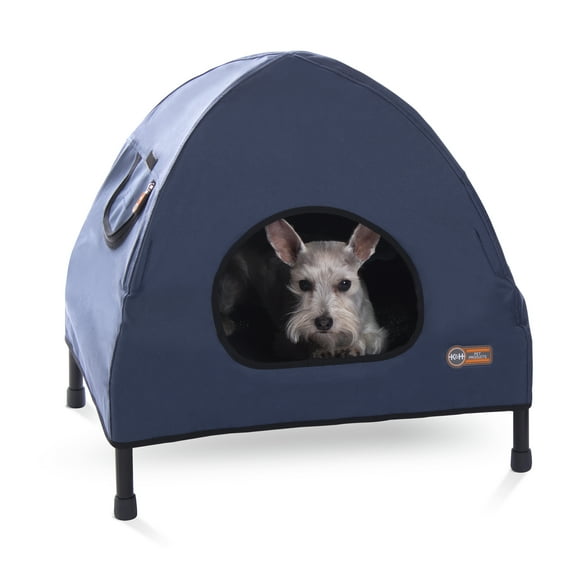 CAMA ELEVADA CON CASA AZUL MARINO PARA PERRO K&H Pet Products KH01612