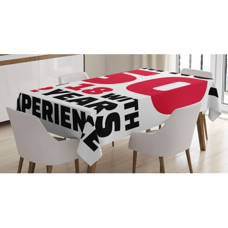 

Ambesonne 50th Birthday Tablecloth Rectangular Table Cover Feeling 18 52 x70 Red Black White