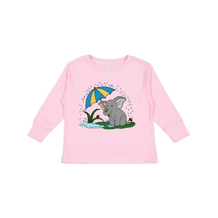 

Inktastic Cute Elephant with Umbrella in the Rain Gift Toddler Boy or Toddler Girl Long Sleeve T-Shirt