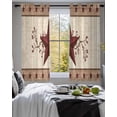 thumbnail image 3 of Red Texas Star Rustic Sheer Curtains 39 Inch Length 2 Panels Set for Living Room/Bedroom, Farmhouse Berry Brown Wooden Kitchen Curtains Grommet Semi-Sheer Curtains Window Treatments 27.5"x39"x2, 3 of 7