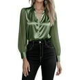 thumbnail image 7 of SwiftWear Women's Sheer Mesh Sleeve Blouse Office Casual Button Down Shirt See Through Long Sleeve Tops​ Green, 7 of 7