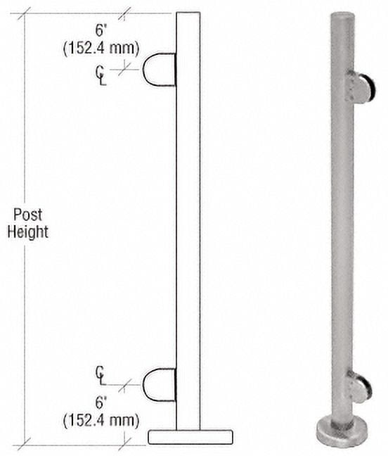 CRL PR36EBS Brushed Stainless 36" Steel Round Glass Clamp End Post Railing Kit