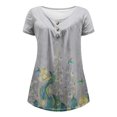 thumbnail image 3 of Tie Dye Tunic Tops for Women Plus Size 22/24 Henley Neck Button Ladies Blouses Clearance Gradient T Shirt Loose Fit Casual Short Sleeve Longline Summer Tee Long Length Pleated Shirts Blouse, 3 of 5
