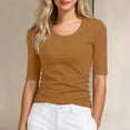 thumbnail image 2 of DHFJKG Slim Fit Basic Tee Women Half Sleeve Crew Neck T Shirt Solid Color Base Layer Top Casual Daily Wear Spring Summer Comfy Tops, 2 of 4