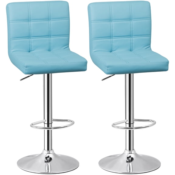 ZENY Set of Two Home Height Adjustable Armless Spa Bar Stools 360-Degree Swivel, Blue