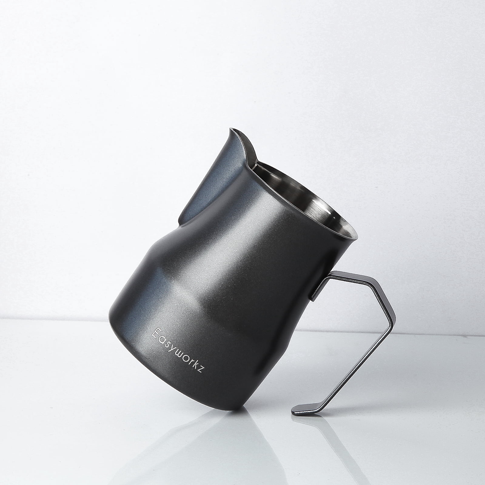 Easyworkz Espresso Steaming Pitcher Stainless Steel 12 oz Coffee Frothing Picther Milk Jug Cappuccino Latte Art Cup, Black