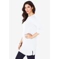 thumbnail image 3 of Roaman's Women's Plus Size Cotton Ultimate Boatneck Tunic With Side Slits, 3 of 6
