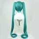 thumbnail image 4 of Peluca de Hatsune Miku para fiesta de cosplay, con 2 coletas largas y rectas, 4 of 4