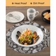 thumbnail image 3 of 15 Inch Round Placemats Set of 6, Grey Paisley Non Slip Heat Insulation PP Table Mats, Ethnic Vintage Floral Botanical Abstract Washable Place Mats for Kitchen Dining Party Table Decor, 3 of 7