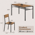 thumbnail image 2 of 7-Piece Kitchen Dining Table Set, MDF Wood Kitchen Table and Chairs for 4-6 People with Storage Rack, for Small Space, Apartment, Space-Saving, Patio - Rustic Brown, 2 of 12