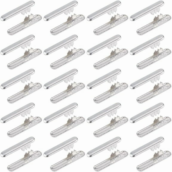 DIY 350Pcs Elastic Cord Ends Silver Metal Stainless Steel Fold Over Terminators Half Cover Barbed Cord Crimp Ending Fastener Stopper Clamp Clasp for Binding Webbing Hanging Sewing Crafts