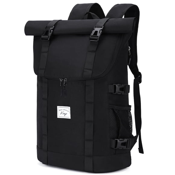 Rolltop Backpack,Kasqo Water Resistant Travel Backpack for 15.6 inch Laptop Men Women 26L-33L Expandable Anti-Theft Daypack for Work School Business