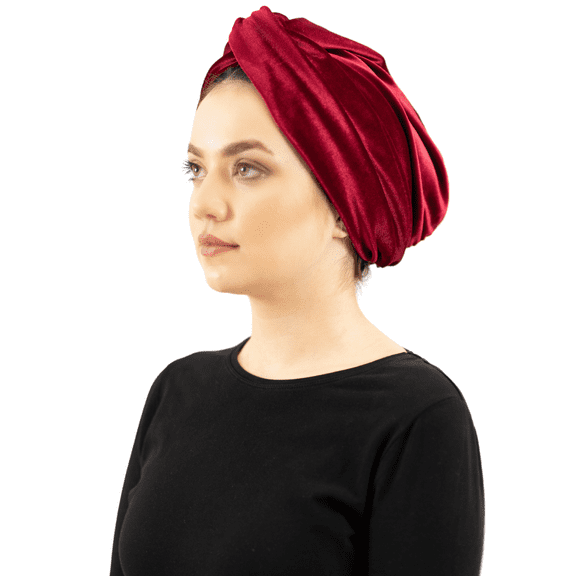 Avvexa Red Reversible Full Head Hair Scarf Wrap, Cord Velvet Turban, Headcover Head Wrap for Women, Self-tie hijab , Best Gift for Mom, Chemo Gift Idea, Mothers Day Gifts