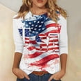 thumbnail image 2 of Womens 250th Anniversary USA Shirts 3/4 Sleeve Tshirts Loose American Flag Print Pullover Independence Day Patriotic Tops 4th of July Celebration Party Round Neck 1776-2026 Blouses Dark Blue L, 2 of 5