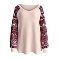 thumbnail image 4 of Ruimatai Chandail Décontracté de Noël pour Femme à Imprimé, à Empiècements, Col Rond, Manches Longues, Haut Blouse, 4 of 5