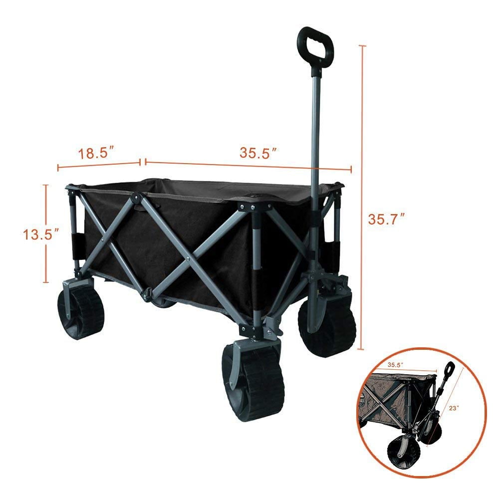 Eurmax Sports Collapsible Sturdy Steel Frame Garden Carts on Wheels Utility Beach Wagon Cart,Bonus 8x8Ft Picnics Mat RED /& Gray
