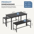 thumbnail image 4 of CONCETTA 3-Piece Dining Table Set with 1 Table,2 benches,Space-Saving Small Dining Set for 2–4 People for Apartment, Daily Meals & Bistro, Gray, 4 of 8