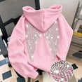 thumbnail image 4 of Womens Angel Hoodie Pink Women's Embroidered Wing Hoodie Minimalist Winter Top Sweatshirts for Women M, 4 of 6