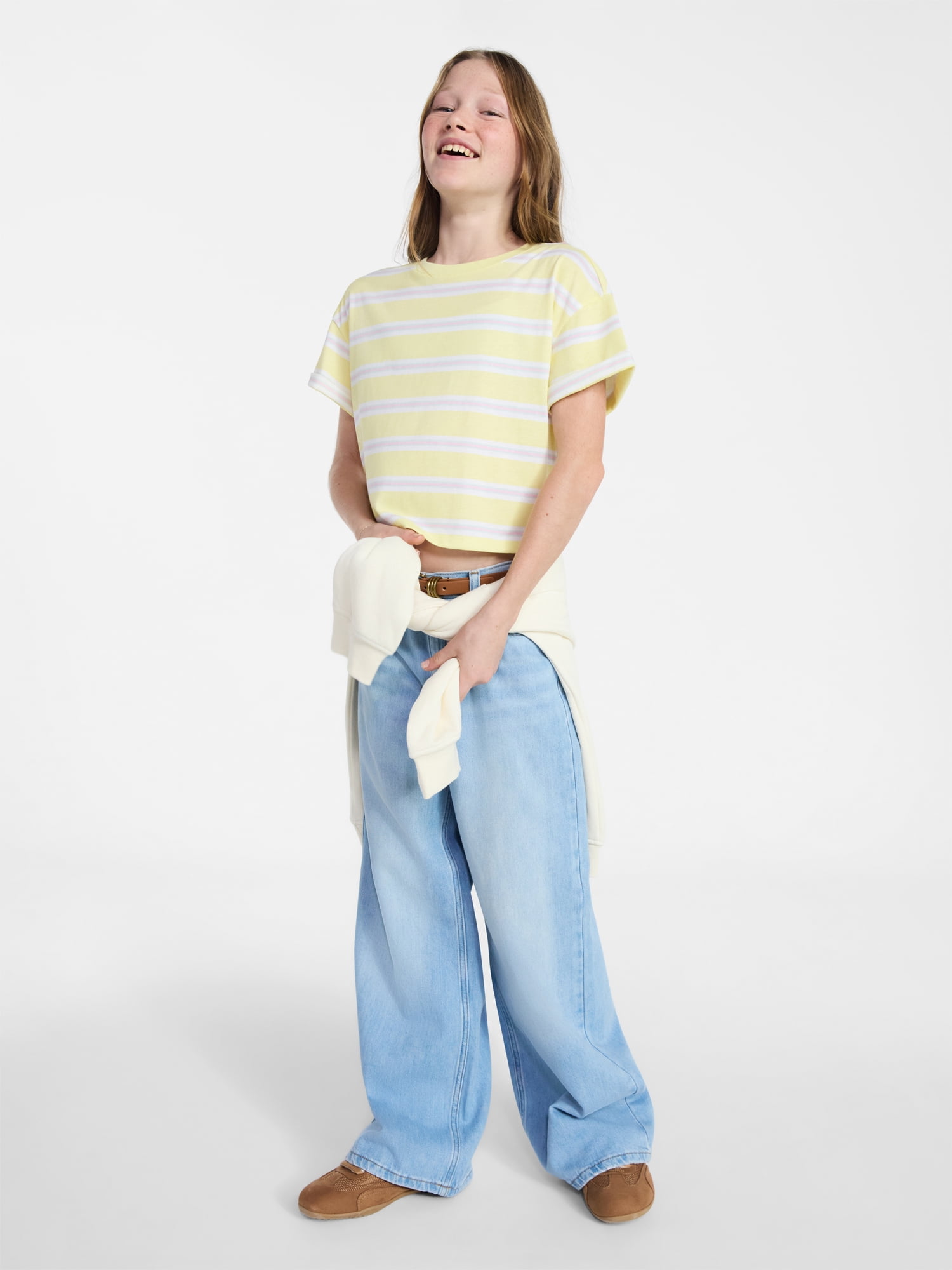 Weekend Academy Girls Stripe Boxy Tee, Sizes 4-18