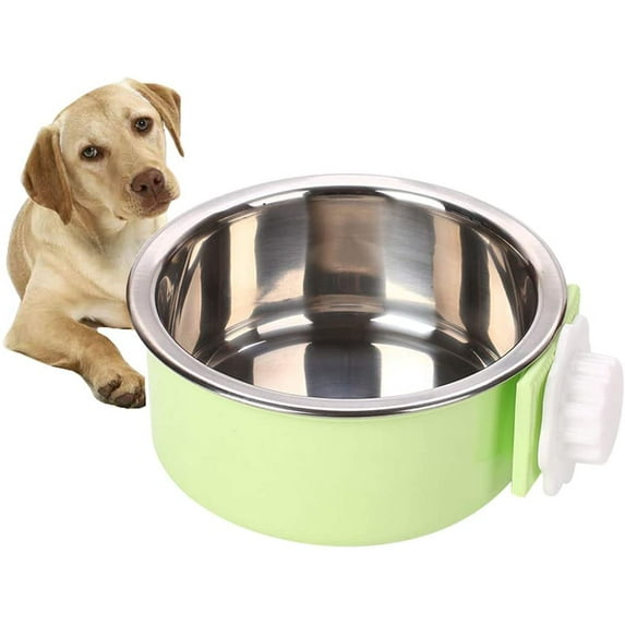 HZKAICUN Luck Dawn Cat Crate Bowl, Stainless Steel Removable Cage Hanging Bowls with Bolt Holder for Dog Puppy