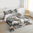 thumbnail image 3 of Manfei Cute Christmas Snowman Queen Comforter Set,Hello Winter Bedding Sets,White Silver Bedding Comforter Set For Girsl Kids,Luxury Bedroom Decor Reversible,3-Piece, 3 of 8
