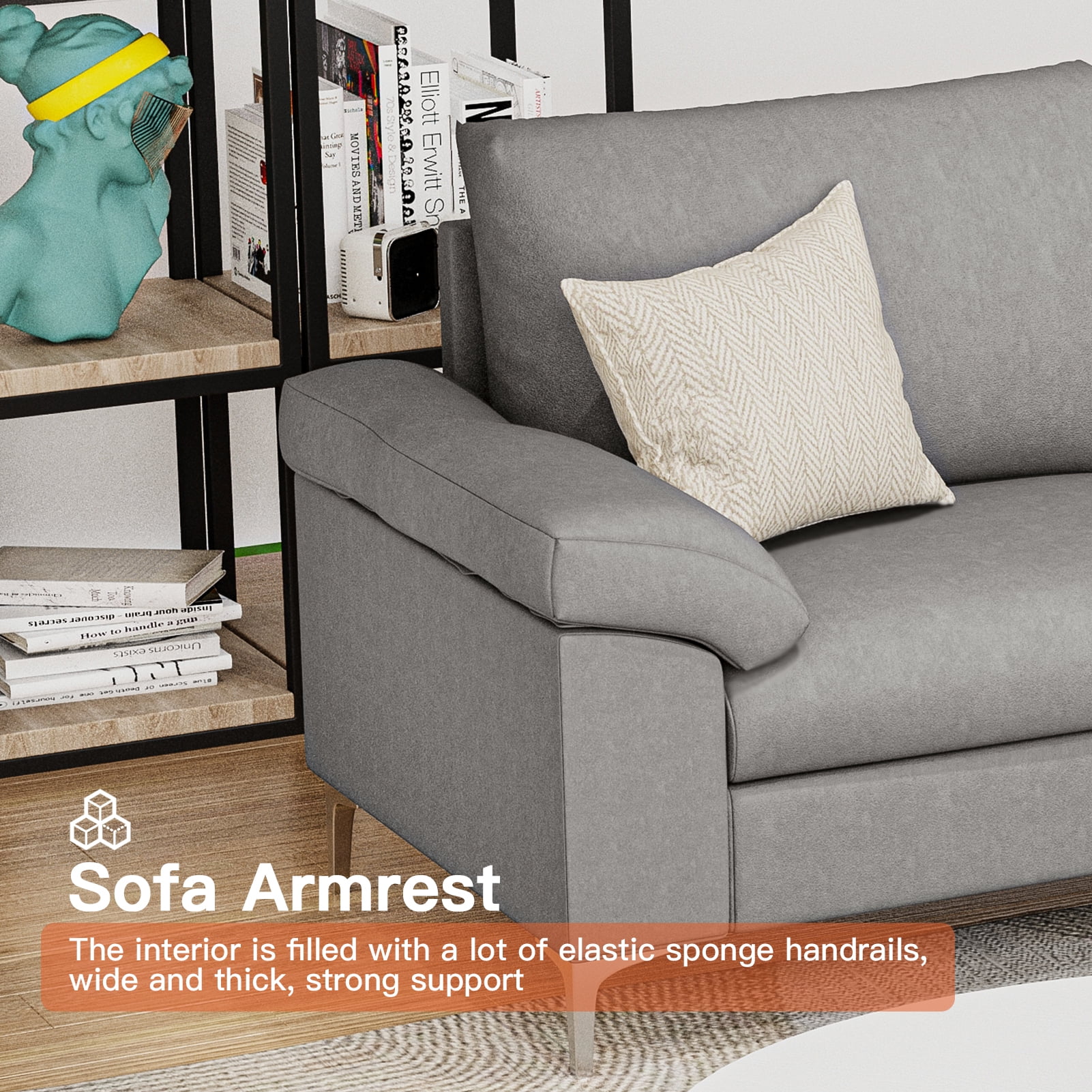 Kepooman L-Shaped Convertible Sectional Sofa Sleeper Bed, Gray Kepooman L-Shaped Convertible Sectional Sofa Sleeper Bed, Gray