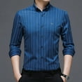 thumbnail image 5 of Leesechin Mens Shirts Big and Tall Men Casual Stripe Long Sleeve Fiber Wrinkle Non-iron Shirt Blouse, 5 of 7