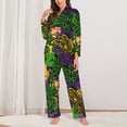 thumbnail image 2 of Fotbe Mardi Gras7 Conjunto de Pijama de Manga Larga para Mujer con Estampado, Ropa de Dormir de 2 Piezas, Conjunto de Casa Suave y Cómodo con Bolsillos-Small, 2 of 7