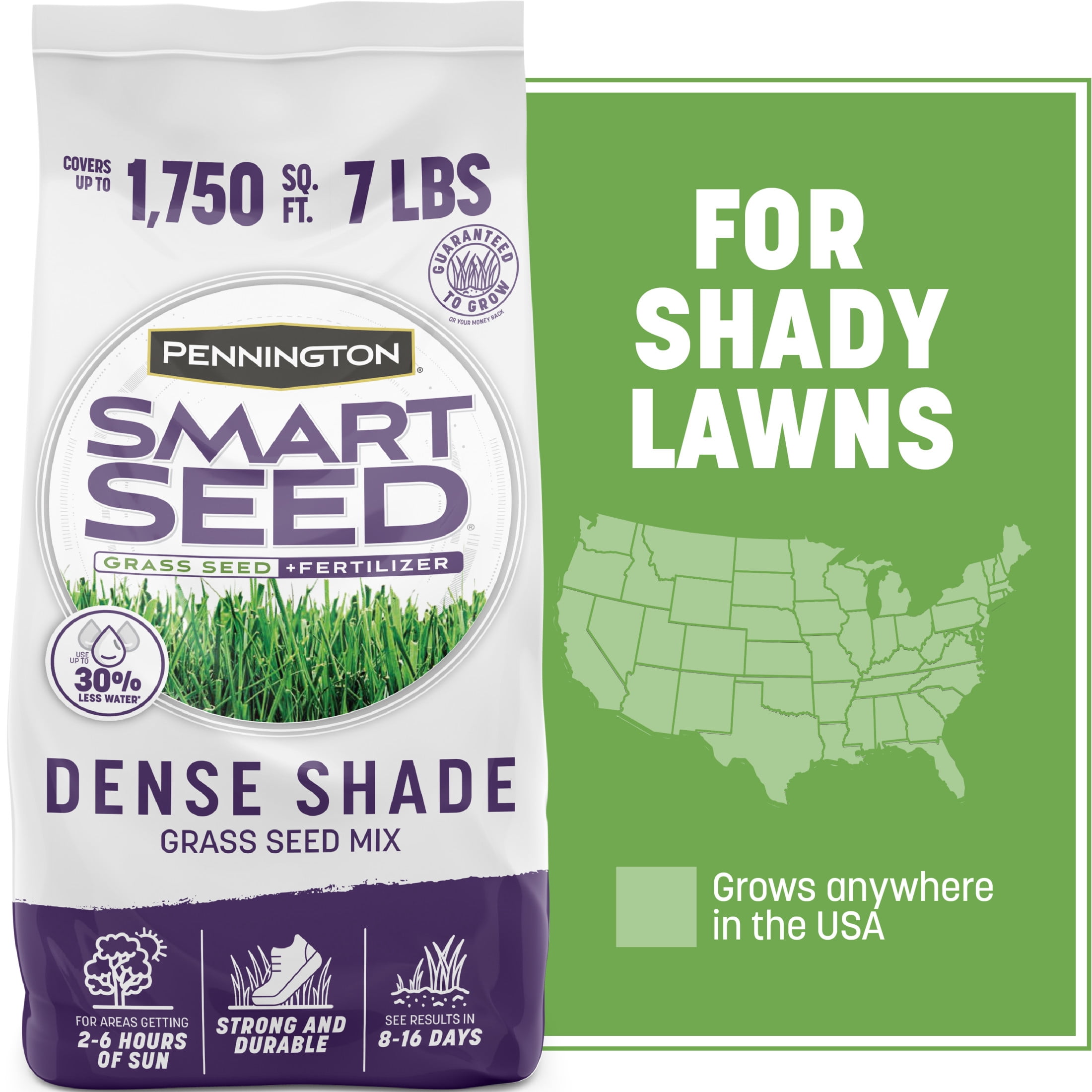 (2 pack) Pennington Smart Seed, Dense Shade Grass Mix, for Partial to Full Shade yard, Fescue Grass Seed for Lawn, 7.0 lb New Bag