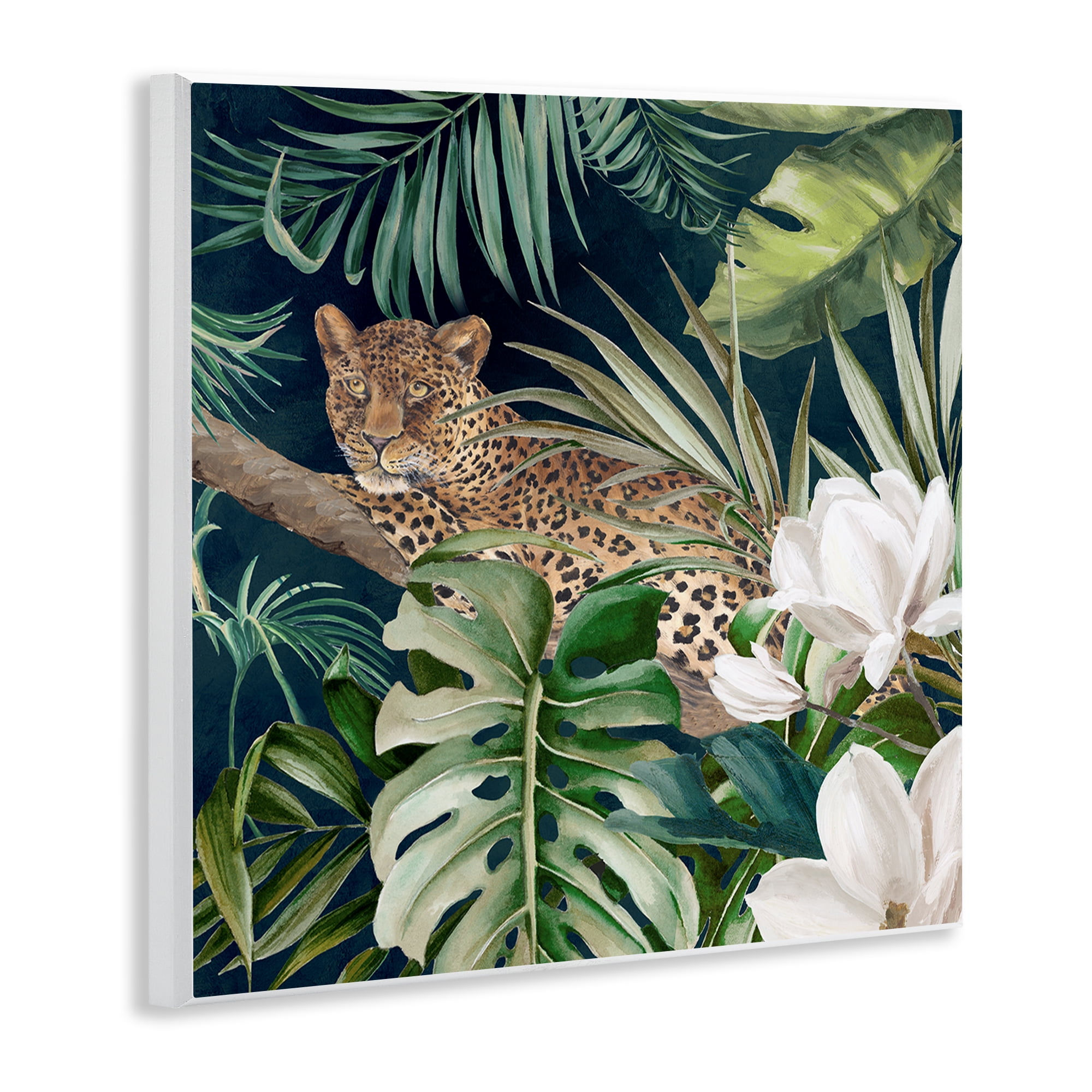 Stupell Industries Tropical Jungle Leopard Animals Painting Unframed Art Print Wall Art, 12 x 12